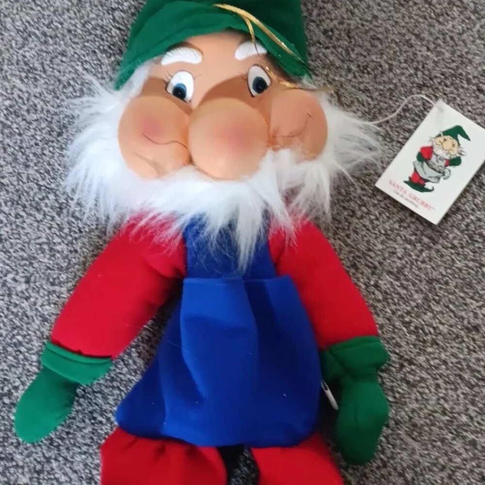 Vintage National Rennoc Christmas Elf Santa's Beat SANTA GRUBBY Stocking Zipper
